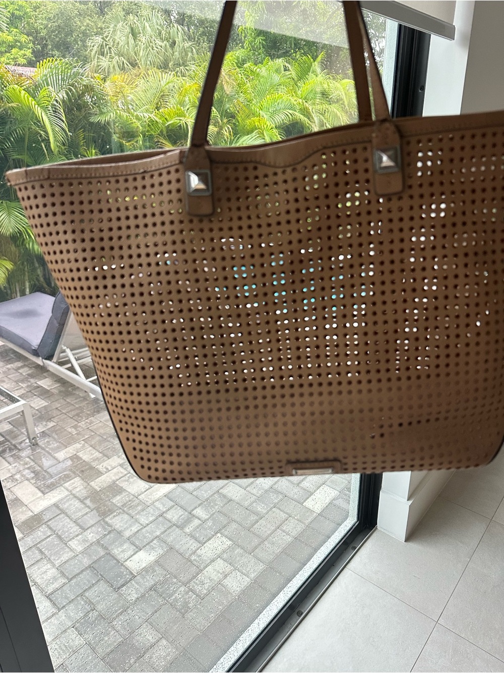 Rebecca Minkoff Perforated Leather Tote in Tan